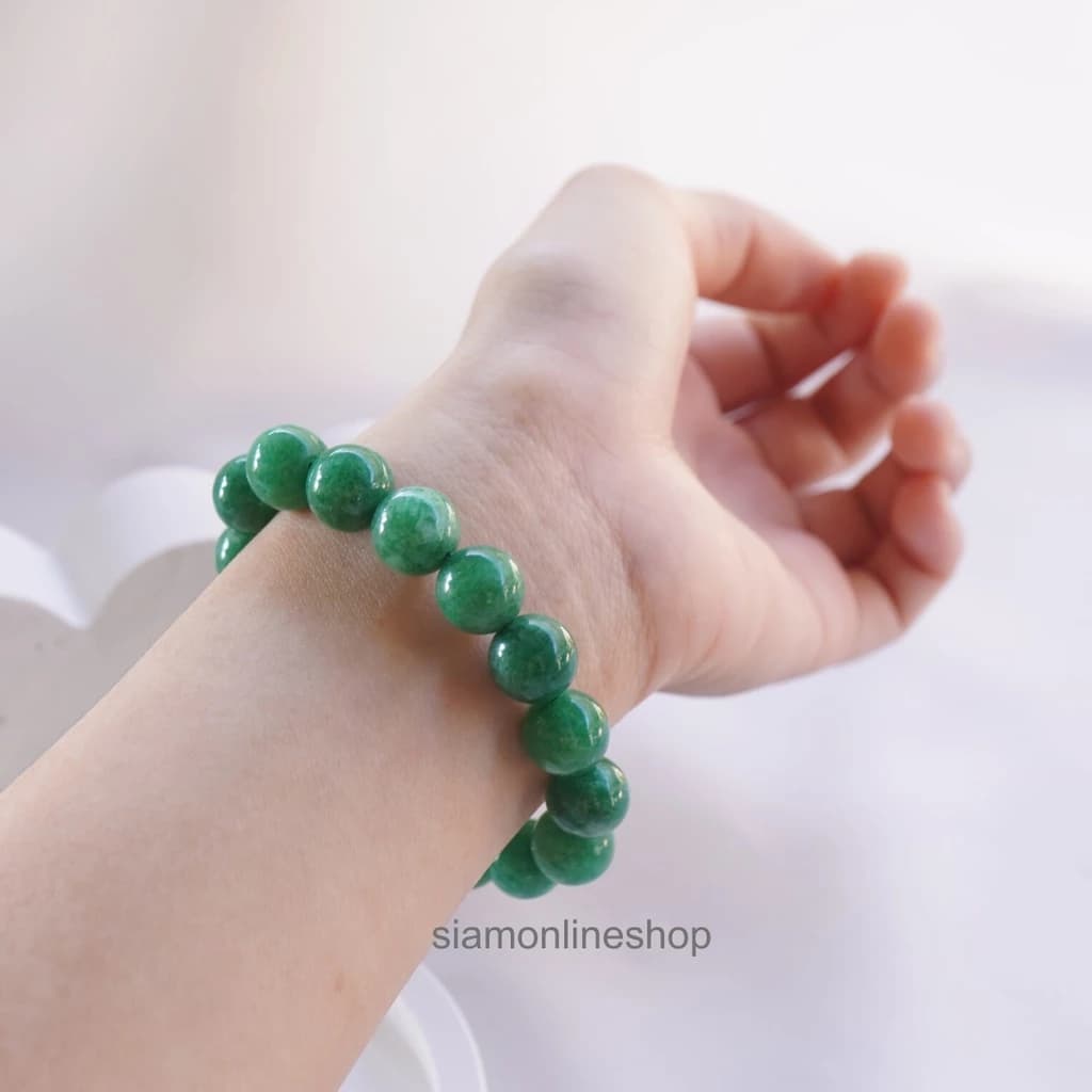 Jade Green Lucky Stone หินมงคล หินโทนสีเขียวหยก เลือกขนาดเม็ดหินได้ ( 6-14 มม. ) หินแห่งความสงบสุข กำไลหินแท้ https://wayoza.com