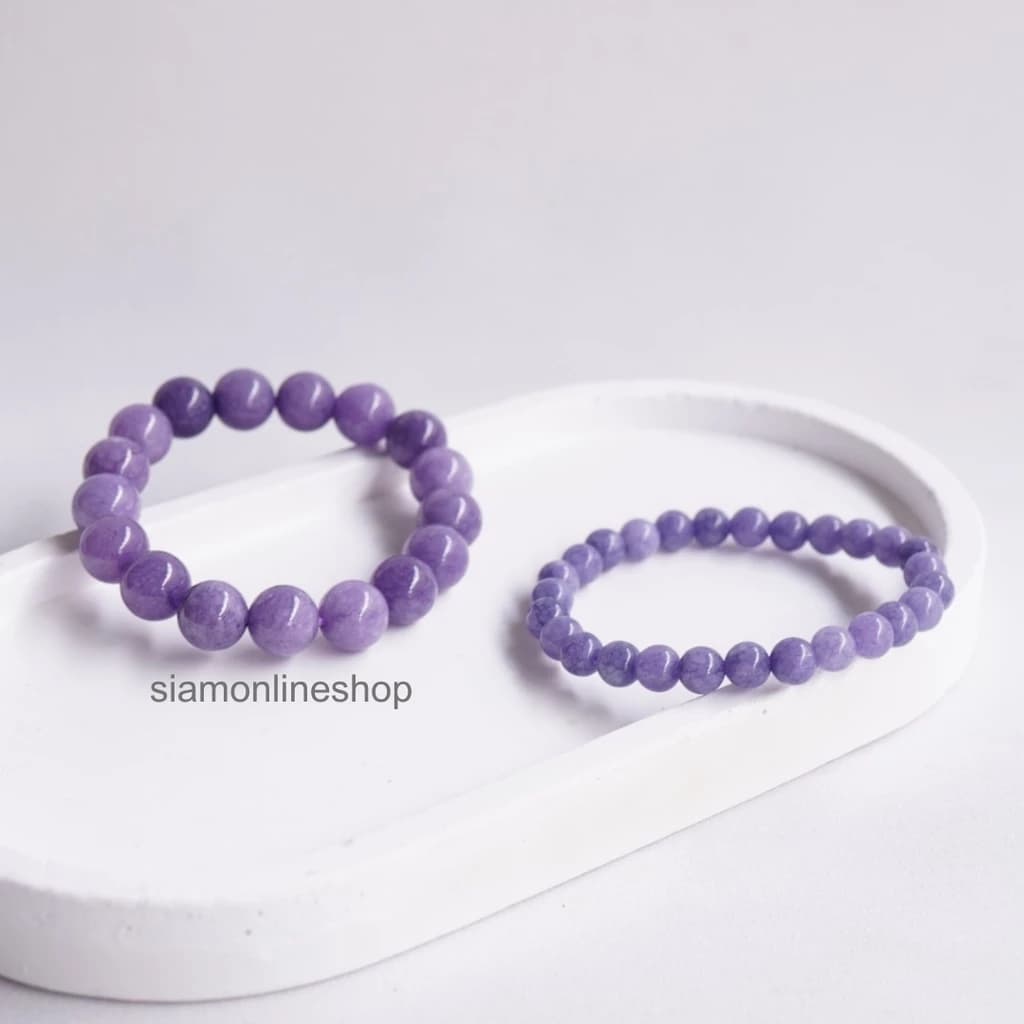 LAVENDER หินลาเวนเดอร์ เลือกขนาดเม็ดหินได้ (4-14 มม.)กำไลม่วง purple string สร้อยข้อมือหินแท้ https://wayoza.com