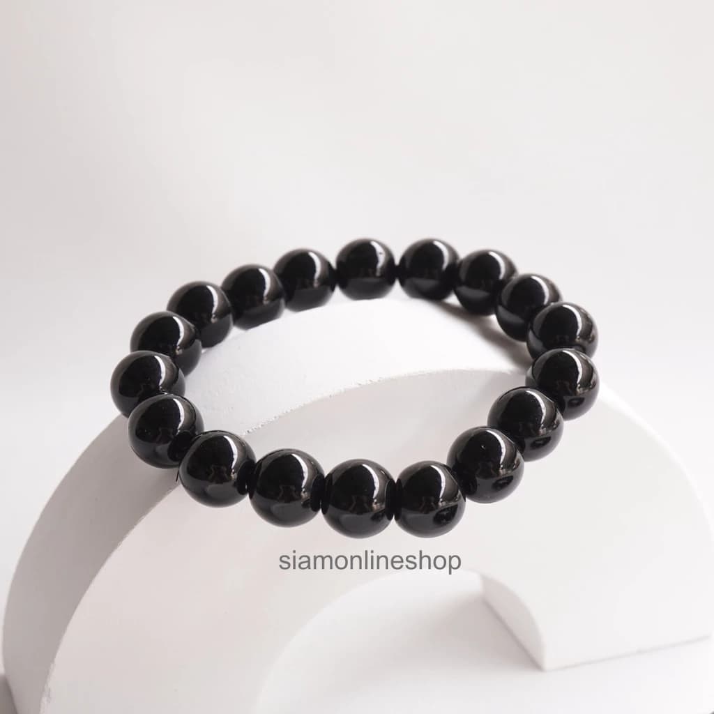 BLACK OPAL หินแบล็คโอปอล เลือกขนาดเม็ดหินได้ ( 4/6/8/10/12/14 มม.) หินแห่งความหวัง สร้อยข้อมือหินนำโชค https://wayoza.com