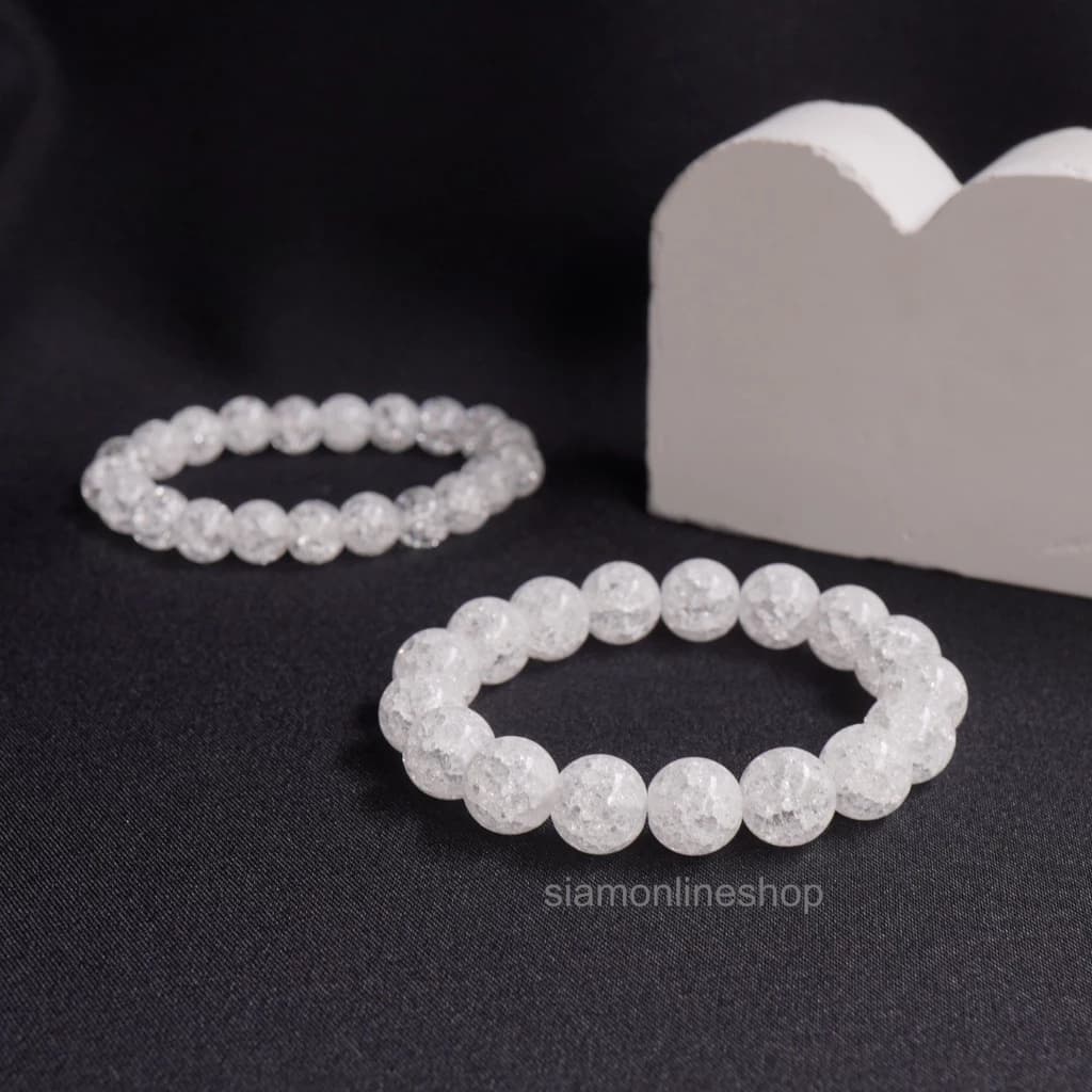 ICEQUARTZ หินเกล็ดหิมะ ไอซ์ควอตซ์ เลือกขนาดเม็ดหินได้ (4-16 มม.) หินแห่งการชำระล้าง สร้อยข้อมือหินแท้ https://wayoza.com