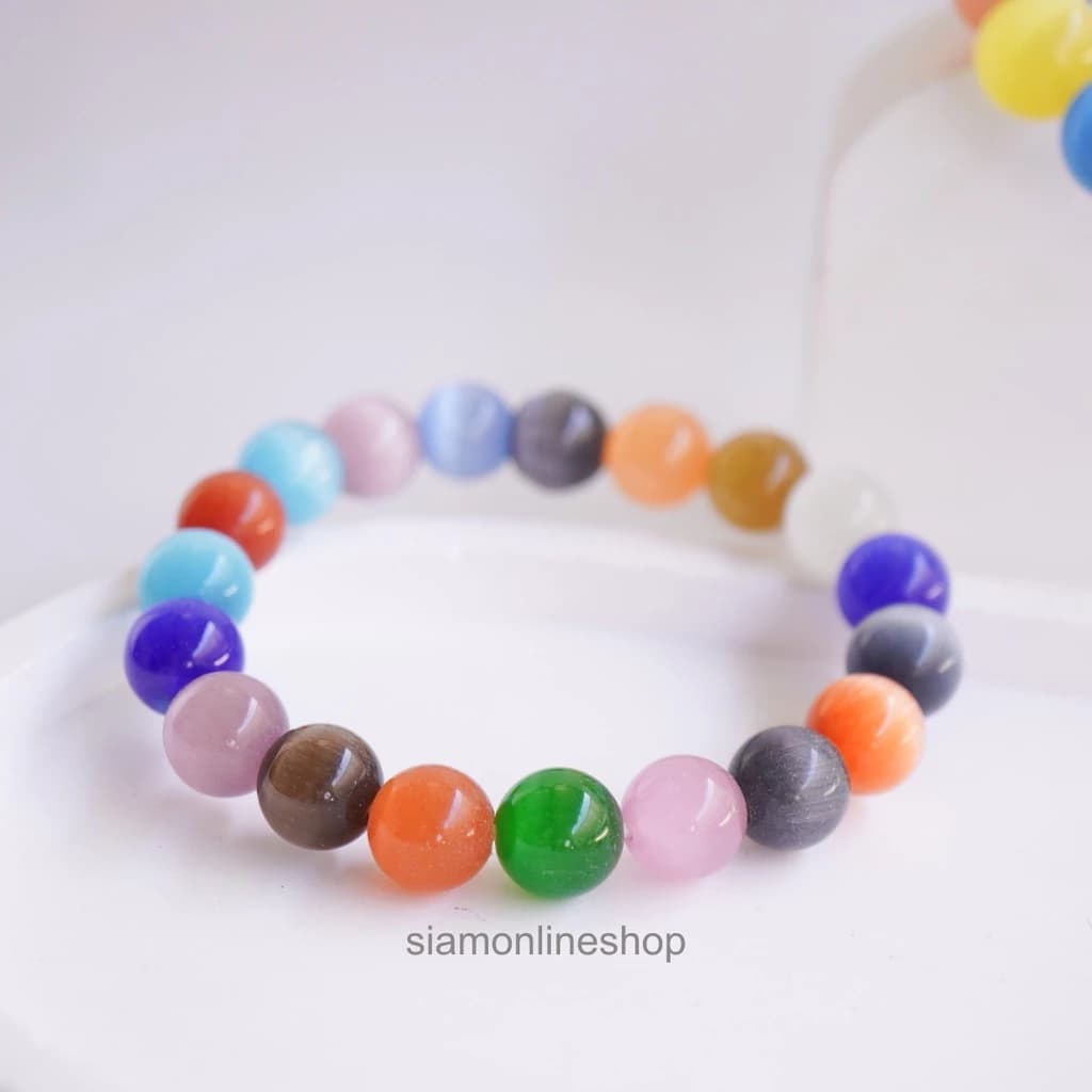 CATEYE หินตาแมว หลากสี เลือกขนาดเม็ดหินได้ สร้อยข้อมือหินแท้ https://wayoza.com