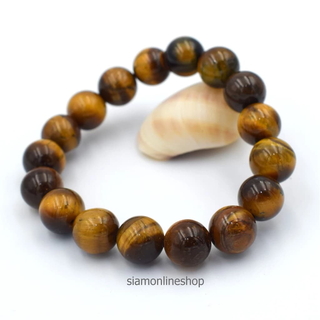TIGEREYE หินไทเกอร์อาย พลอยตาเสือ ขนาด 10 มม. สร้อยข้อมือหินแท้ https://wayoza.com