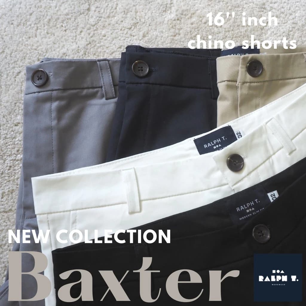 RALPH T OFFICIAL กางเกงขาสั้นผู้ชาย EXTRA FINE CHINO 16 นิ้ว รุ่น BAXTER 16 - RALPH T กางเกงขาสั้นชาย สีกรม สีดำ สีกากี สีขาว สีเทา สีมะกอก สีน้ำตาล สีแดงเข้ม https://wayoza.com