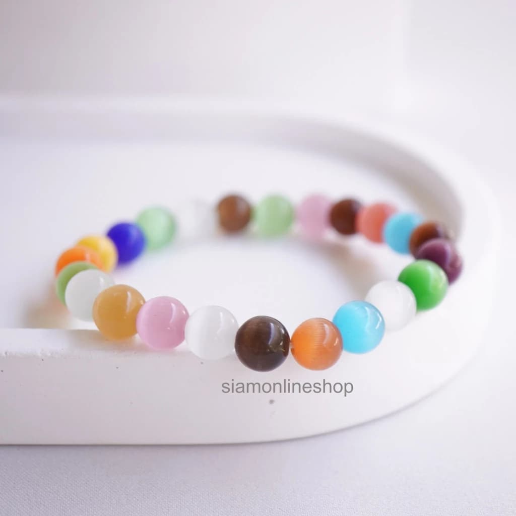 CATEYE หินตาแมว หลากสี เลือกขนาดเม็ดหินได้ สร้อยข้อมือหินแท้ https://wayoza.com