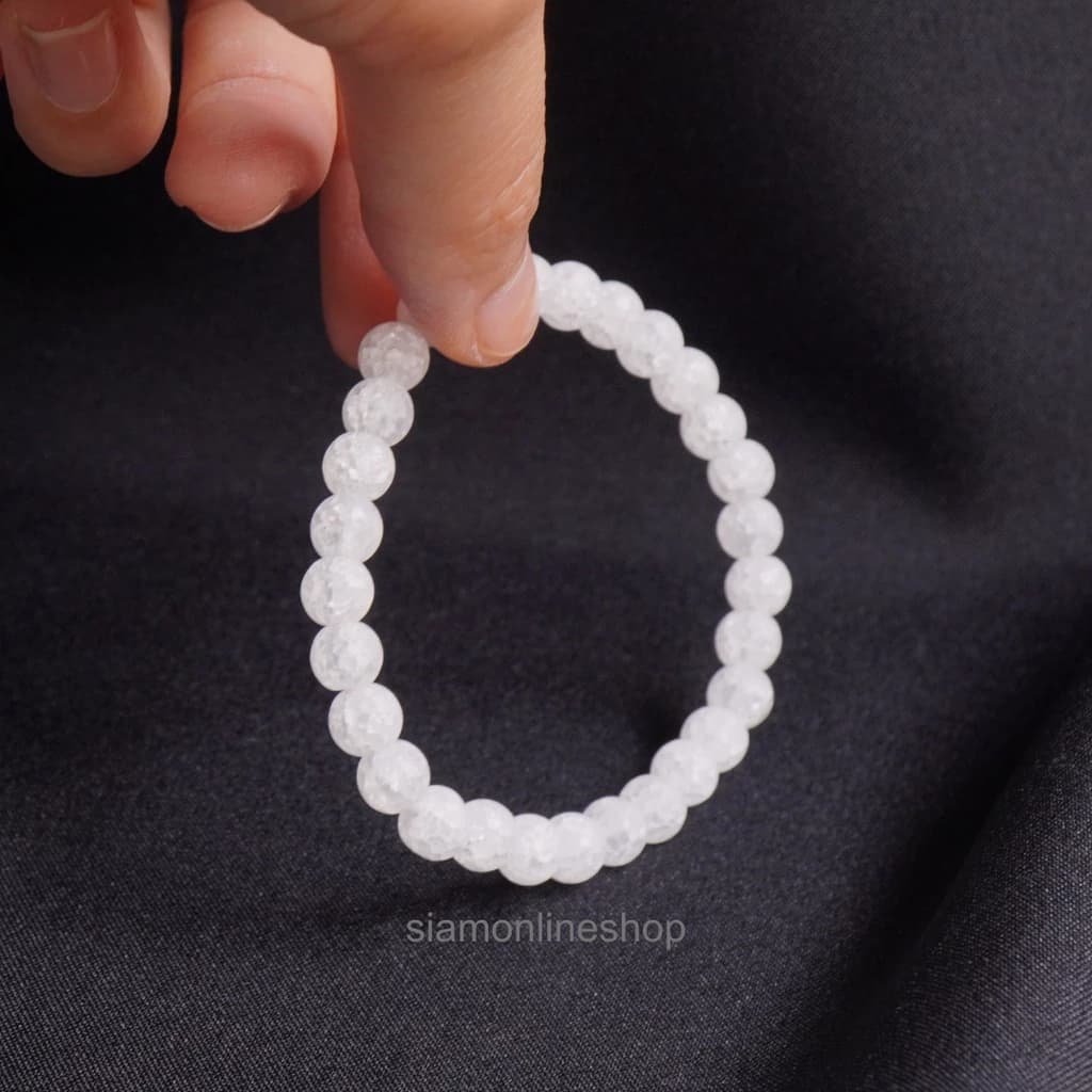 ICEQUARTZ หินเกล็ดหิมะ ไอซ์ควอตซ์ เลือกขนาดเม็ดหินได้ (4-16 มม.) หินแห่งการชำระล้าง สร้อยข้อมือหินแท้ https://wayoza.com