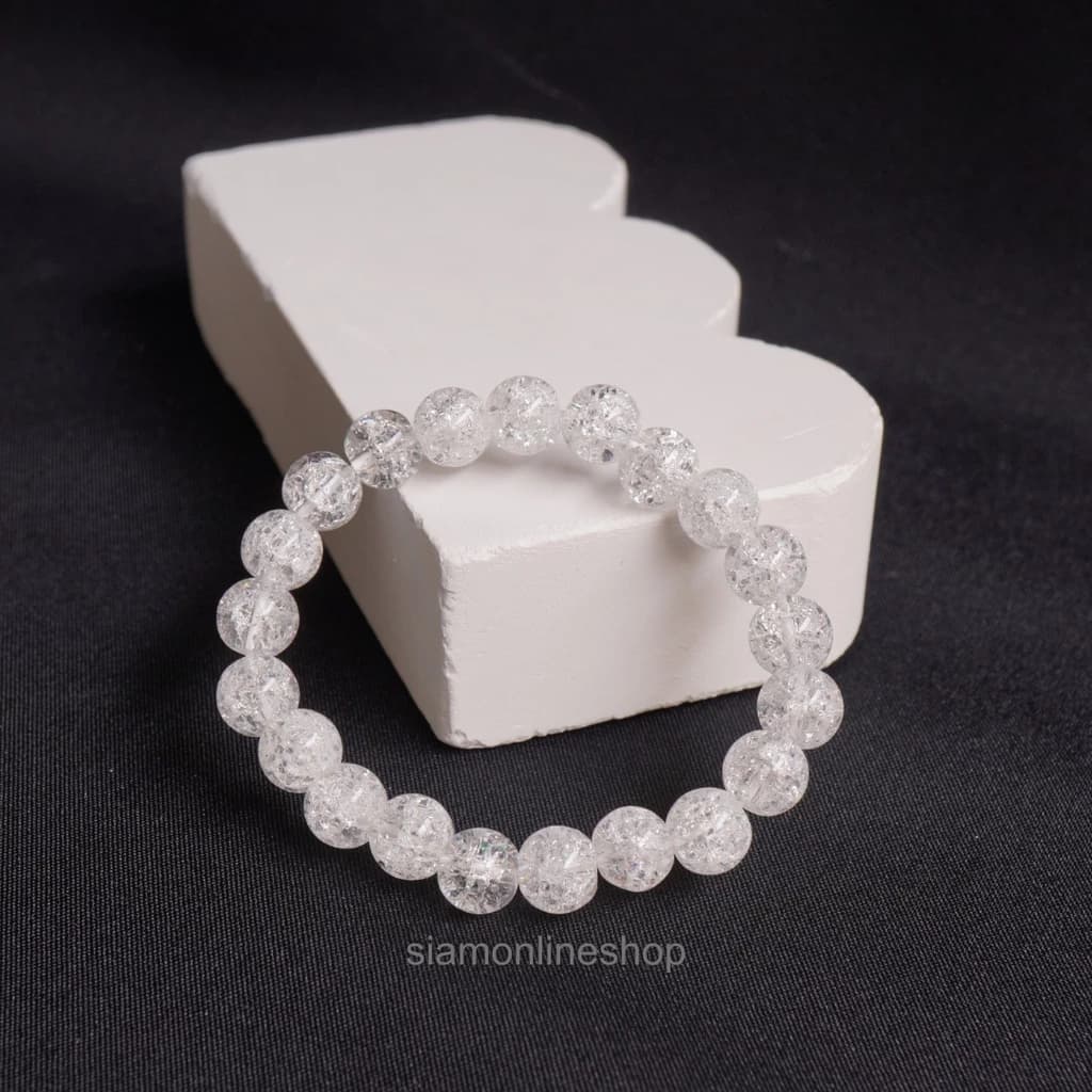 ICEQUARTZ หินเกล็ดหิมะ ไอซ์ควอตซ์ เลือกขนาดเม็ดหินได้ (4-16 มม.) หินแห่งการชำระล้าง สร้อยข้อมือหินแท้ https://wayoza.com