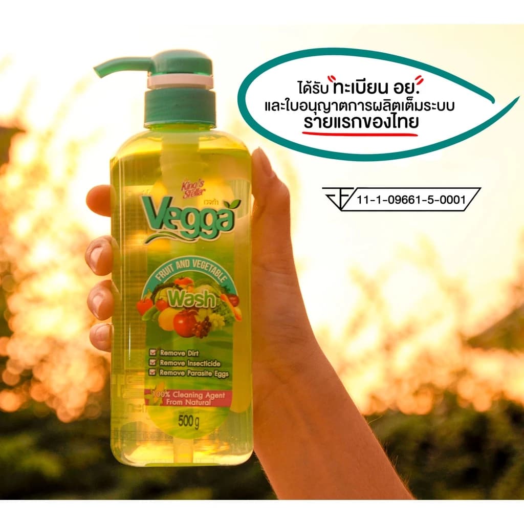 King's Stella (คิงส์สเตลล่า) Vegga เวจก้า น้ำยาล้างผักผลไม้ สูตรธรรมชาติ กำจัดไข่พยาธิ ล้างสารพิษตกค้างได้ถึง 95-99% https://wayoza.com