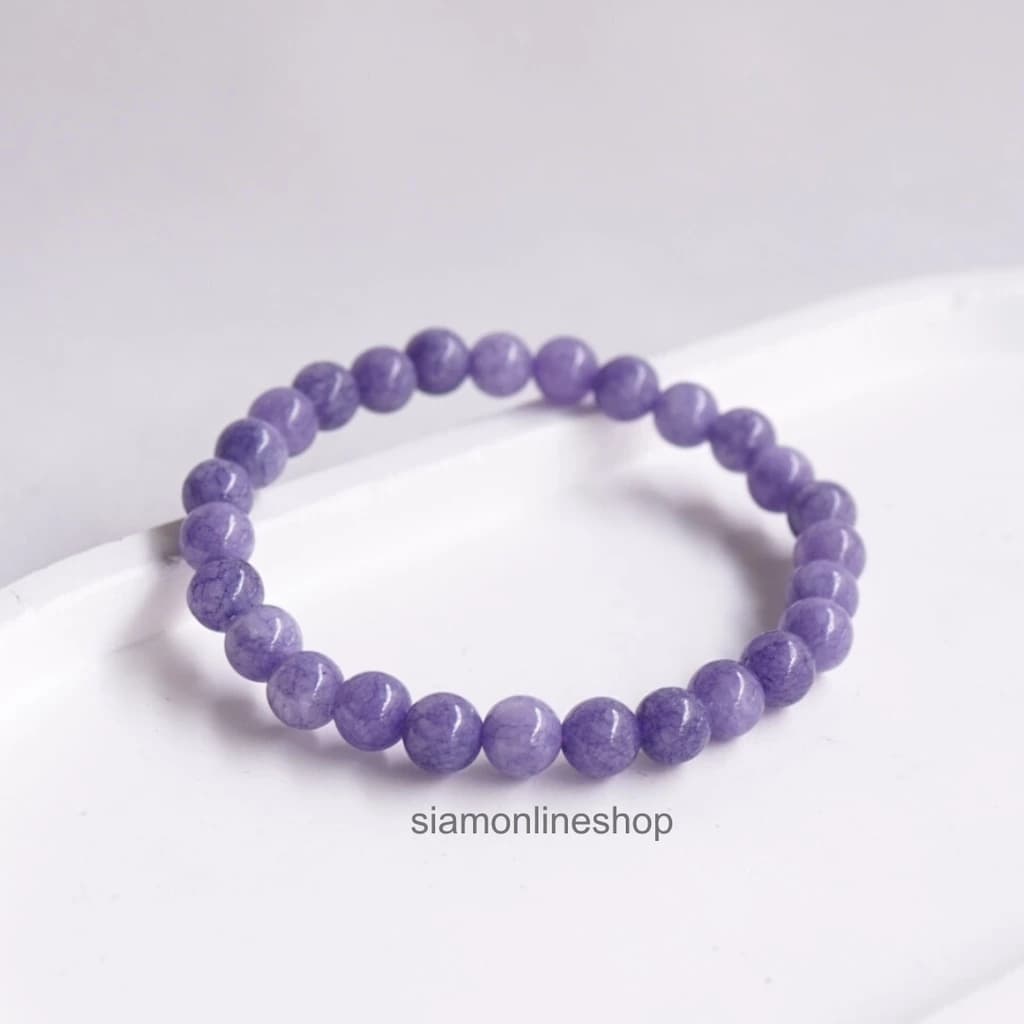 LAVENDER หินลาเวนเดอร์ เลือกขนาดเม็ดหินได้ (4-14 มม.)กำไลม่วง purple string สร้อยข้อมือหินแท้ https://wayoza.com