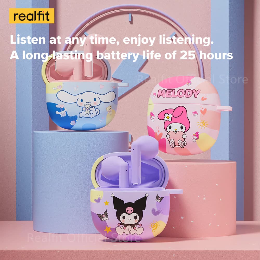 Realfit F1 หูฟังไร้สาย TWS บลูทูธ 5.3 พร้อมเคสน่ารัก Bass หูฟัง สีสันสดใส พร้อมไมโครโฟน คุณภาพเสียงดีเยี่ยม https://wayoza.com