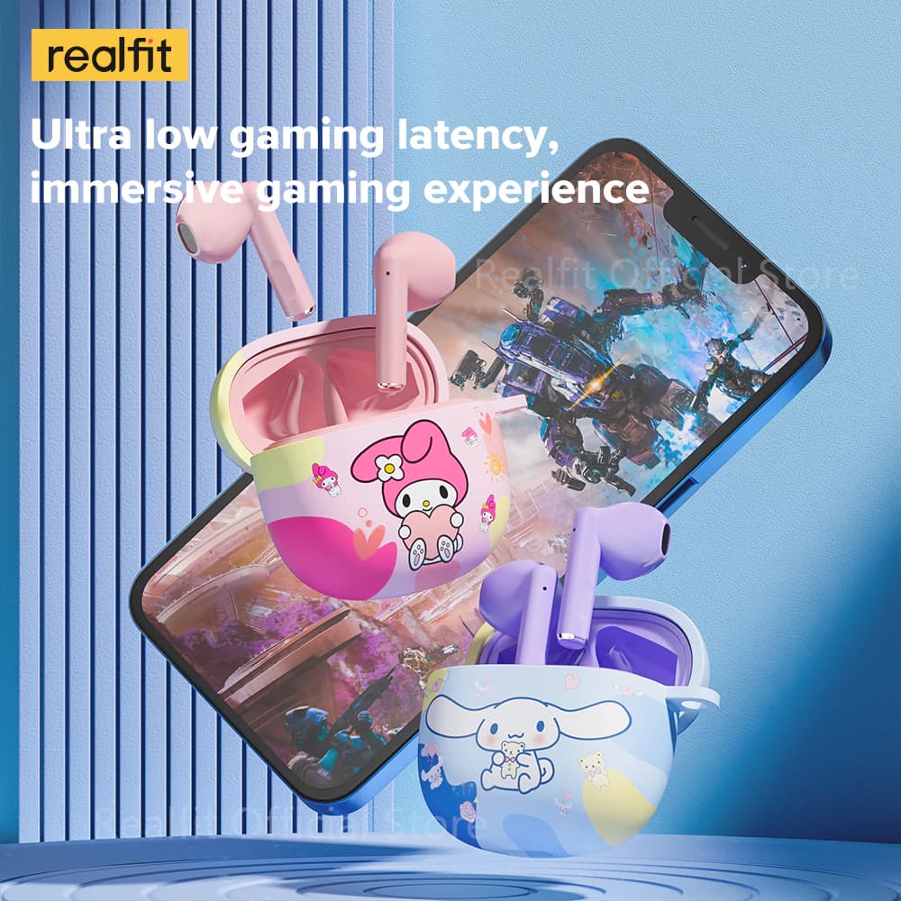 Realfit F1 หูฟังไร้สาย TWS บลูทูธ 5.3 พร้อมเคสน่ารัก Bass หูฟัง สีสันสดใส พร้อมไมโครโฟน คุณภาพเสียงดีเยี่ยม https://wayoza.com