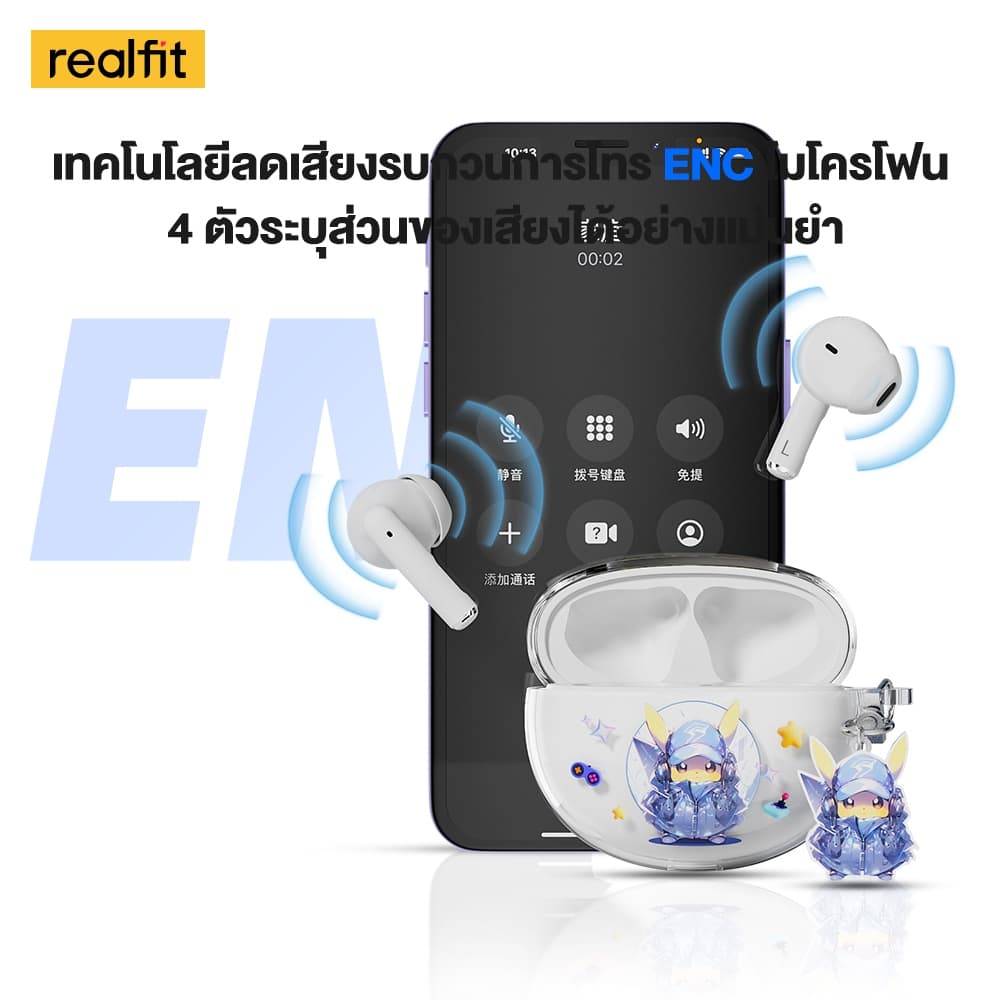Realfit F2 Pro หูฟังบลูทูธ ANC ฟังก์ชั่นตัดเสียงรบกวนพร้อมไมโครโฟนไฮไฟสเตอริโอเบสที่ยอดเยี่ยม Bluetooth 5.4 https://wayoza.com