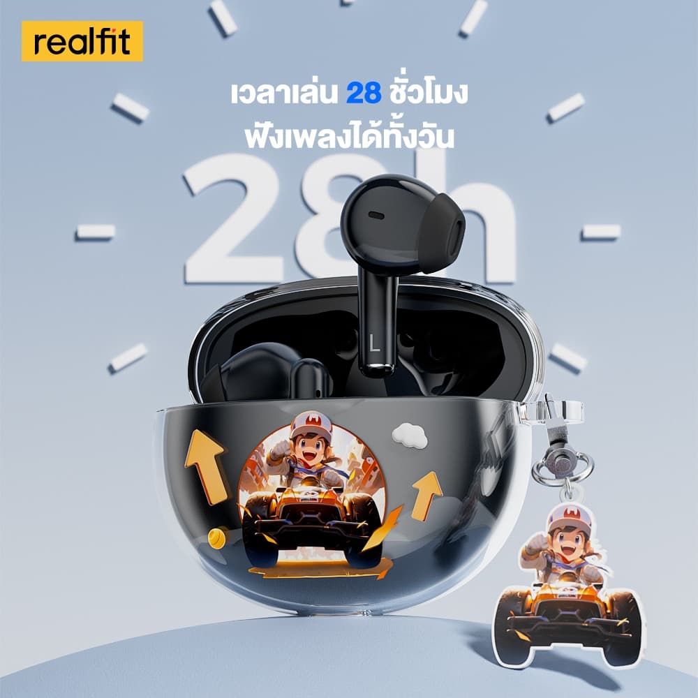 Realfit F2 Pro หูฟังบลูทูธ ANC ฟังก์ชั่นตัดเสียงรบกวนพร้อมไมโครโฟนไฮไฟสเตอริโอเบสที่ยอดเยี่ยม Bluetooth 5.4 https://wayoza.com