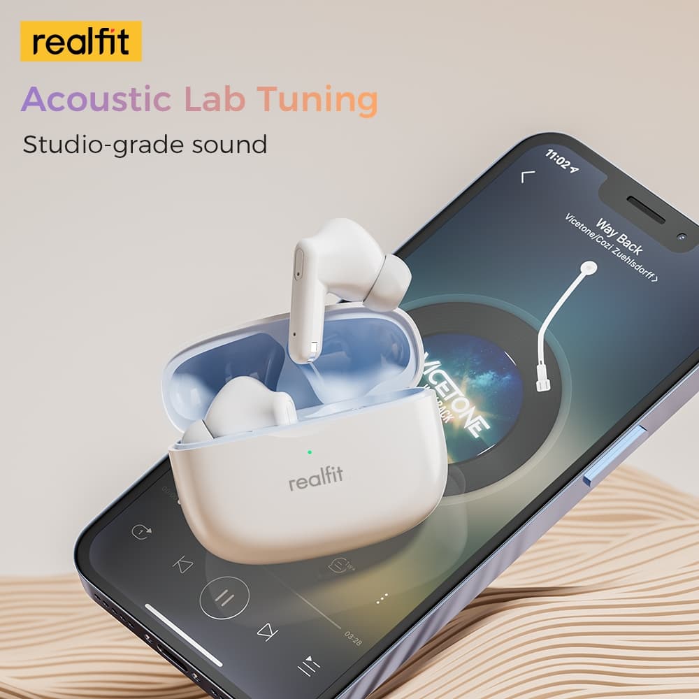 Realfit F3 หูฟังบลูทูธ -38dB ตัดเสียงรบกวน 360° Blutooth 5.4 เสียงเบสที่ดีเยี่ยม https://wayoza.com