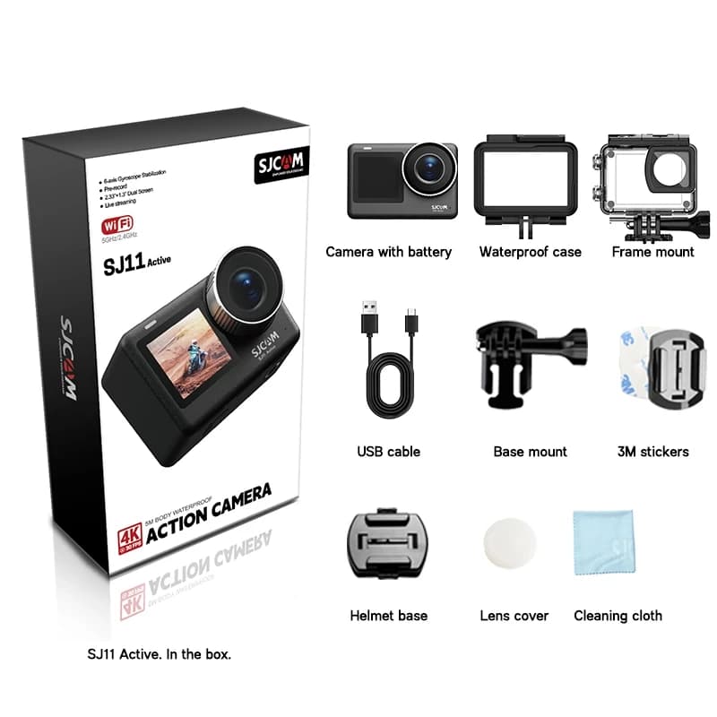 SJCAM SJ11 Active Dual Screen 4K 30FPS Action Camera ป้องกันการสั่นไหว Ultra HD รองรับการสตรีมสด GYRO 6 แกน WiFi ปรับได้ มุมกว้าง 154 องศา กล้องวิดีโอ Vlog สำหรับการดำน้ำ ท่องเทียว เดินป่า https://wayoza.com