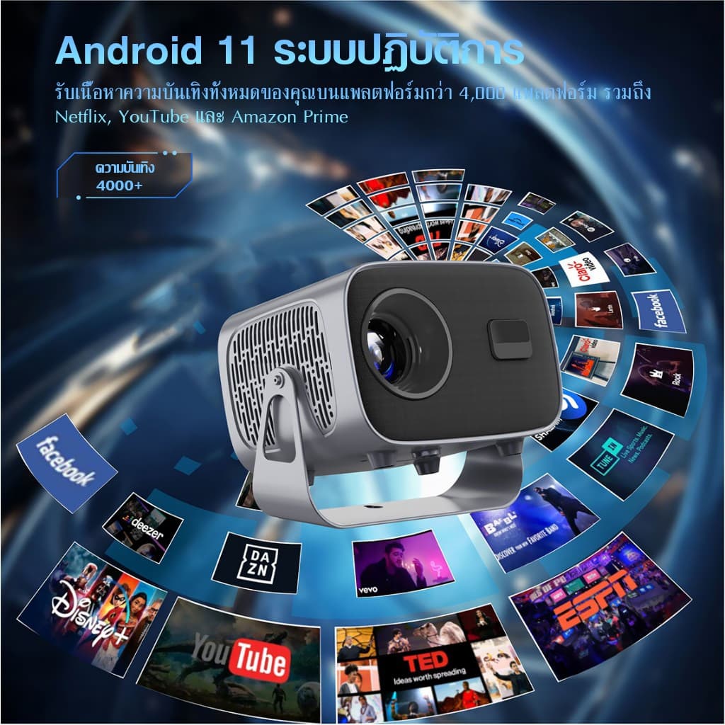 KONKA A10 โปรเจคเตอร์ Android TV 4K โฟกัสอัตโนมัติ โปรเจคเตอร์ขนาดเล็กแบบพกพาสมาร์ท WiFi โปรเจคเตอร์ 1080P 4K Full HD Android 11 โปรเจคเตอร์บลูทูธ https://wayoza.com