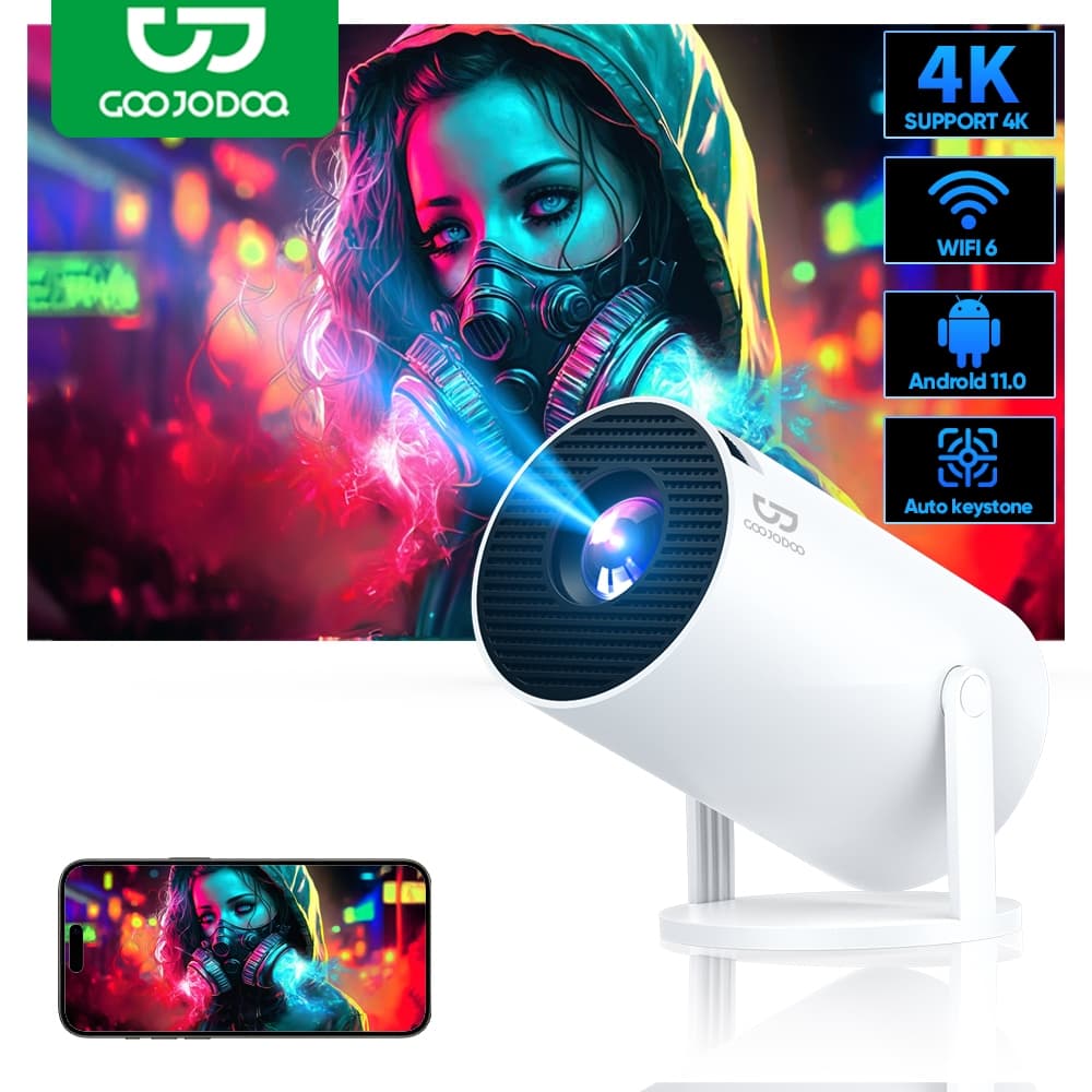 GOOJODOQ HY300 Pro/Pro+/Ultra โปรเจคเตอร์ Android TV 4K แบบพกพา จอพกพา mini projector https://wayoza.com