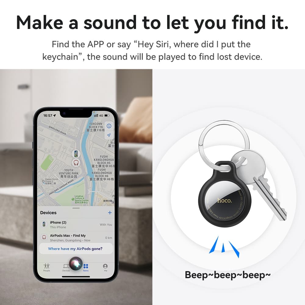 hoco รุ่น E91 อุปกรณ์ GPS ติดตาม Tag GPS ค้นหาการสนับสนุนรายการ รองรับเครือข่าย iOS Find My แบตเตอรี่ 9-12 เดือน https://wayoza.com