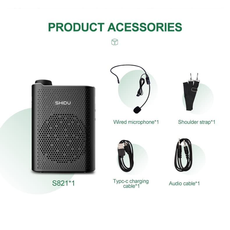 SHIDU S821 ไมค์ลำโพงพกพา ไมค์ลอย ลําโพงพกพา ลําโพงสอ พร้อม bluetooth ไมค์ช่วยสอน โทรโข่ง เตรียมจัดส่ง https://wayoza.com