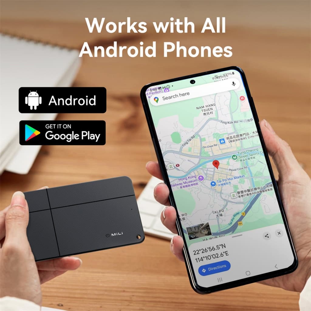 MiLi MiCard Pro Android รองรับเครือข่าย Google Find Hub (ศูนย์การค้นหาของ Google) ติดตามของหาย ติดตามแฟน อุปกรณ์ติดตามสัตว์ ติดตามลูก Bluetooth Tracker https://wayoza.com