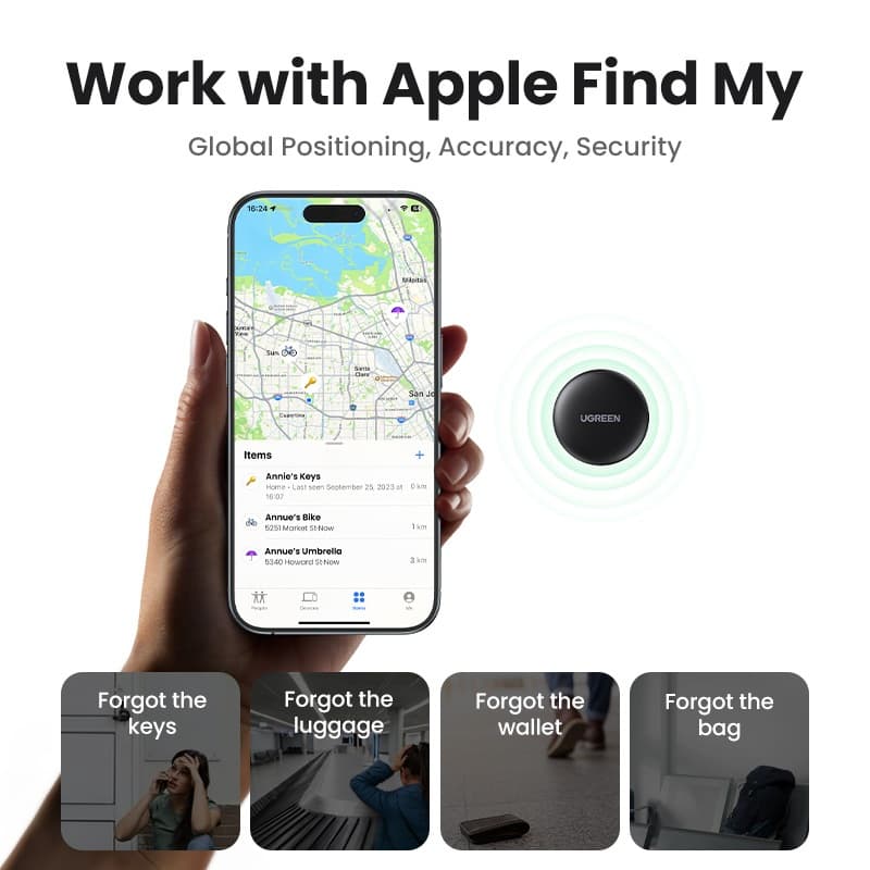 UGREEN รุ่น CM520 เครื่องติดตาม GPS Finder Security SmartTrack Link สมาร์ทแท็ก รองรับเครือข่าย iOS Find My บลูทูธติดตาม สําหรับ Earbud กระเป๋าเดินทาง MFi Phone Finder IOS https://wayoza.com