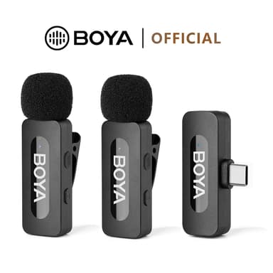 BOYA BY-V1/V2 ไมค์ไร้สายไลฟ์สด 2.4GHz Wireless Microphone ไมค์ไร้สาย ไมค์ตัดเสียงรบกวน สำหรับ iPhone Type-C การวล็อก