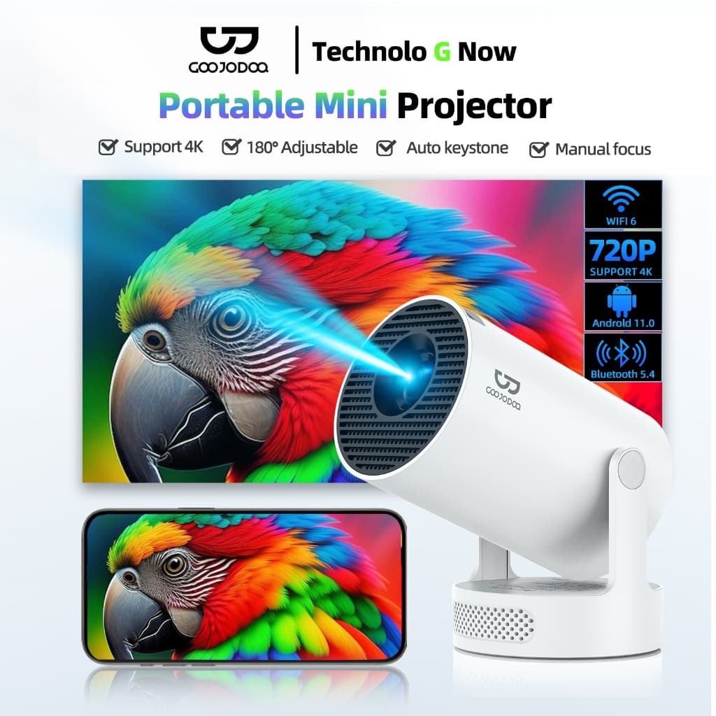 GOOJODOQ HY300 Ultra โปรเจคเตอร์ Android TV 4K โปรเจคเตอร์พกพา projector ดูหนัง Android 11 270° ฟรีมุมบลูทูธ 5.4 130"จอแสดงผลหน้าจอขนาดใหญ่ https://wayoza.com