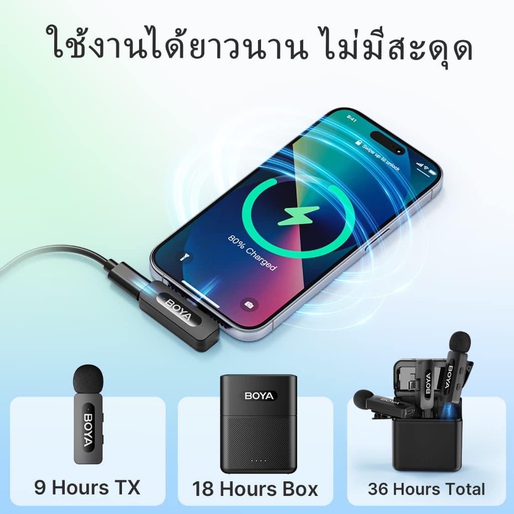 BOYA BY-V10/V20 ไมค์ไร้สาย ตัดเสียงรบกวน ไมค์ไลฟ์สด ไมค์อัดเสียง สำหรับ สมาร์ทโฟน https://wayoza.com
