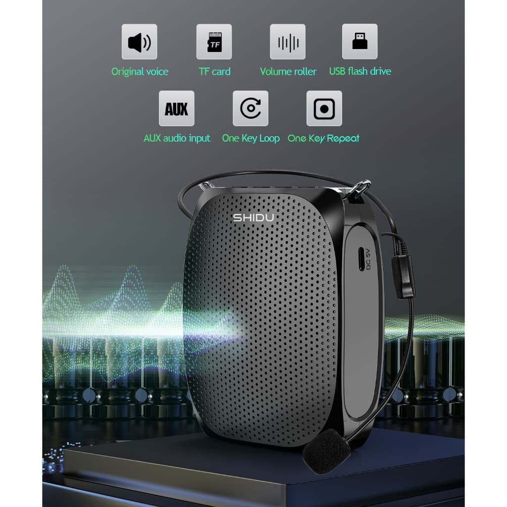 SHIDU S258 ไมค์ลำโพงพกพา ไมค์ลอย ลําโพงพกพา ลําโพงสอ พร้อม bluetooth ไมค์ช่วยสอน โทรโข่ง เตรียมจัดส่ง https://wayoza.com