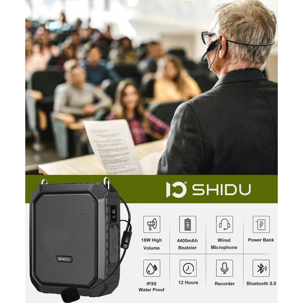 SHIDU M800 ไมค์ช่วยสอนUHF ไมค์ไร้สาย ไมค์ช่วยสอน ไมค์หูฟัง รองรับอุปกรณ์เสียง 3.5 มม ใช้ในการประชุม ไมค์สำหรับมัคคุเทศก์ https://wayoza.com