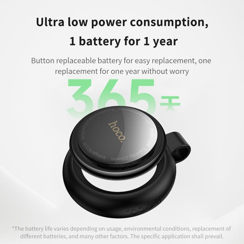 hoco รุ่น E100 อุปกรณ์ติดตาม GPS อัจฉริยะ ผ่านการรับรอง MFI ใช้กับกุญแจ สัตว์เลี้ยง และเด็ก รองรับเครือข่าย iOS Find My https://wayoza.com