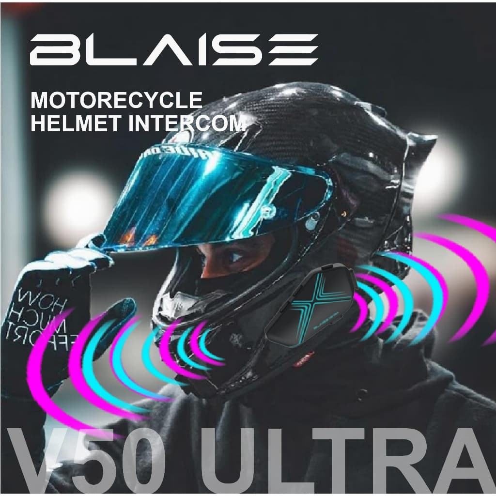 BLAISE V50 Ultra Mech บลูทูธติดหมวก พูดคุยพร้อมกันหลายคน สูงสุด 50 คน อินเตอร์คอมหลายคน https://wayoza.com