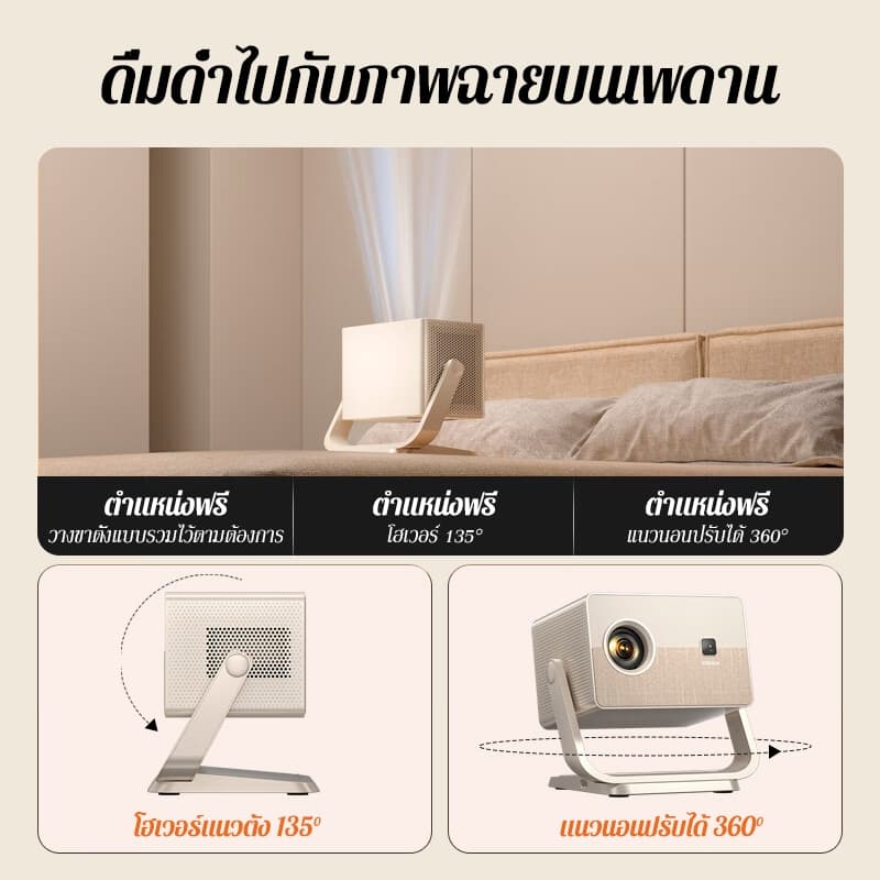 KONKA C7 โปรเจคเตอร์ Android TV โปรเจคเตอร์มินิต่อกับมือถือ iOS Android projector mini 4K โฟกัสอัตโนมัติ ปรับแก้ภาพอัตโนมัติ https://wayoza.com