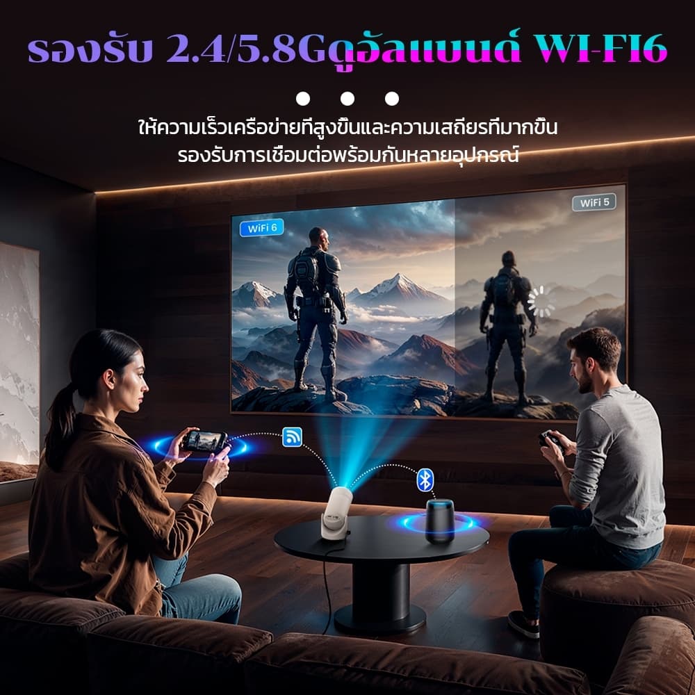 KONKA FREE3 โปรเจคเตอร์ Android TV 1080P ปรับได้ 180 องศา Projector พกพา โปรเจคเตอร์มินิต่อกับมือถือ mini projector ดูหนัง https://wayoza.com