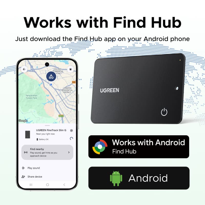 UGREEN สําหรับ Android GPS ติดตามของหาย Tracker Wallet Card สําหรับกระเป๋าสตางค์ รองรับเครือข่าย Google Find Hub (ศูนย์การค้นหาของ Google) https://wayoza.com