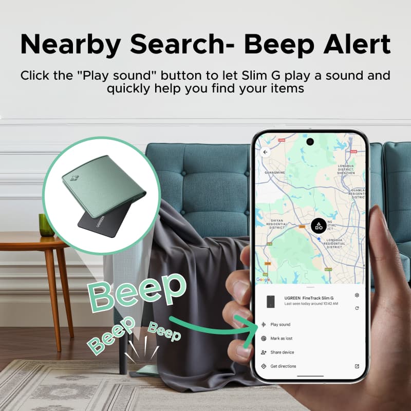UGREEN สําหรับ Android GPS ติดตามของหาย Tracker Wallet Card สําหรับกระเป๋าสตางค์ รองรับเครือข่าย Google Find Hub (ศูนย์การค้นหาของ Google) https://wayoza.com