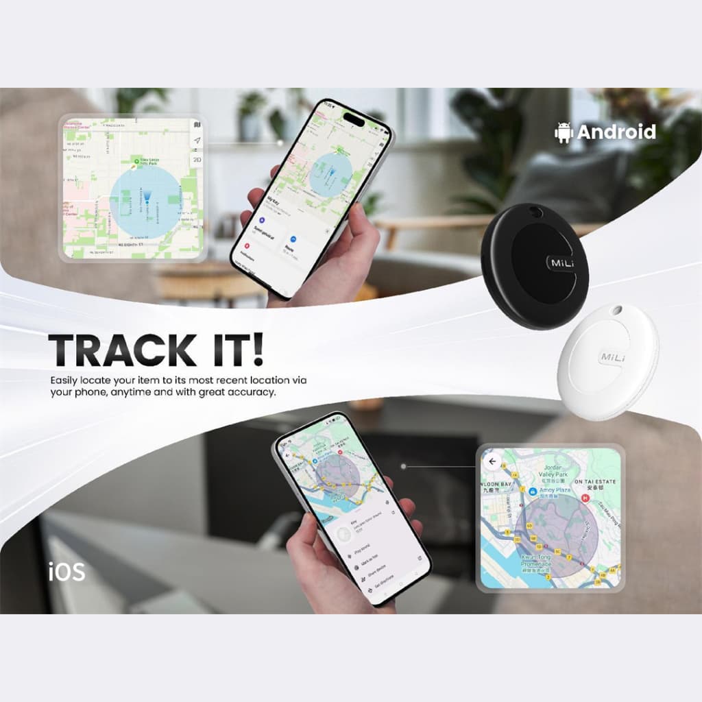 MiLi MiTag Duo รองรับเครือข่าย Google Find Hub และ iOS Find My ติดตามของหาย ติดตามแฟน อุปกรณ์ติดตามสัตว์ ติดตามลูก Bluetooth Tracker https://wayoza.com