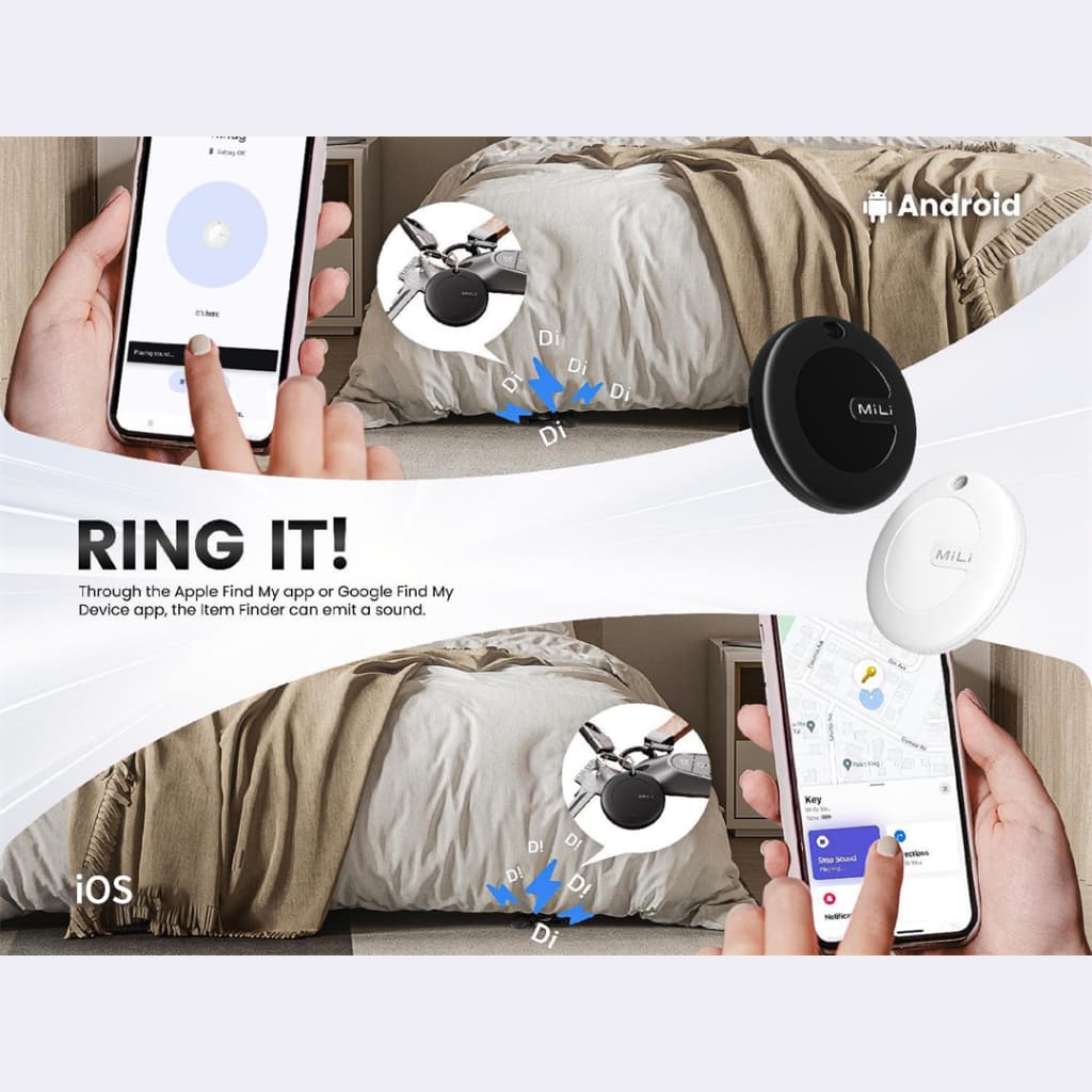MiLi MiTag Duo รองรับเครือข่าย Google Find Hub และ iOS Find My ติดตามของหาย ติดตามแฟน อุปกรณ์ติดตามสัตว์ ติดตามลูก Bluetooth Tracker https://wayoza.com