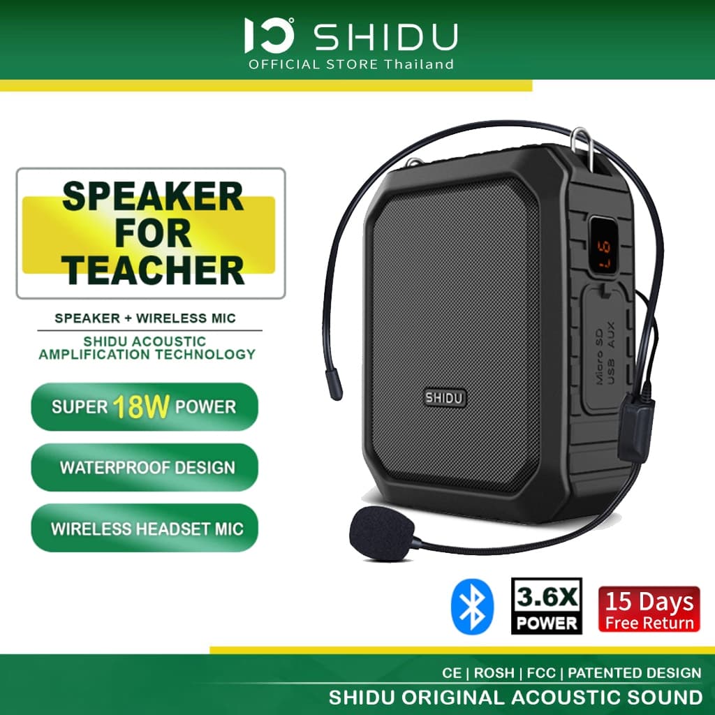 SHIDU M800 ไมค์ช่วยสอนUHF ไมค์ไร้สาย ไมค์ช่วยสอน ไมค์หูฟัง รองรับอุปกรณ์เสียง 3.5 มม ใช้ในการประชุม ไมค์สำหรับมัคคุเทศก์ https://wayoza.com