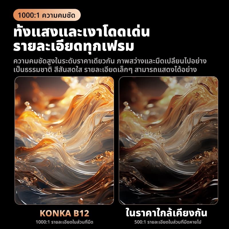 KONKA B12 โปรเจคเตอร์ Android TV 4k เชื่อมต่อ wifi bluetooth projector mini 4k โฟกัสอัตโนมัติ แก้ไขอัตโนมัติ มี YouTube Netflix Google ในตัว https://wayoza.com