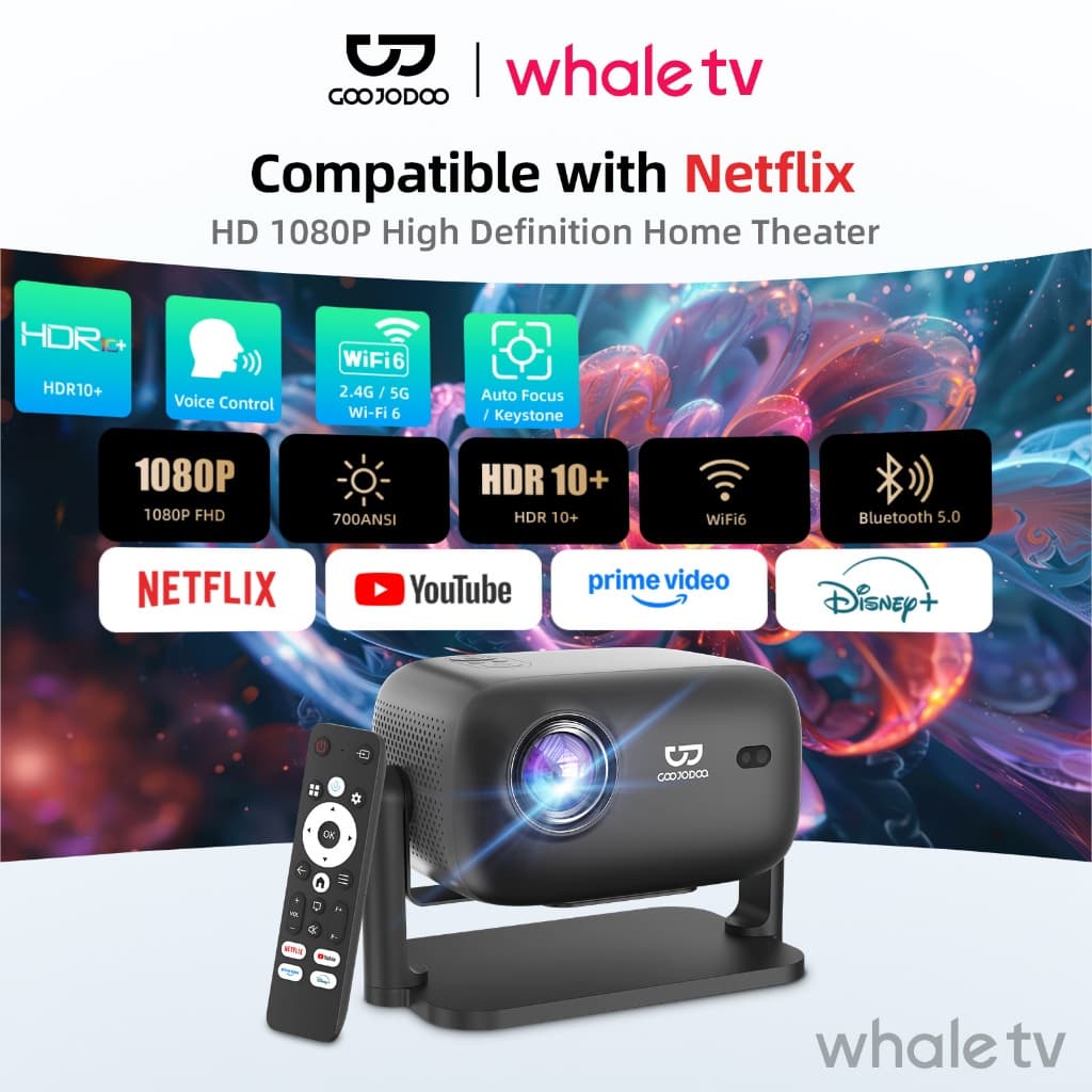 GOOJODOQ 2025 NWE โปรเจคเตอร์ Android TV 1080P โฟกัสอัตโนมัติ โปรเจคเตอร์มือถือ LCD ความละเอียดสูงสมาร์ทบลูทูธ AI การควบคุมด้วยเสียง https://wayoza.com