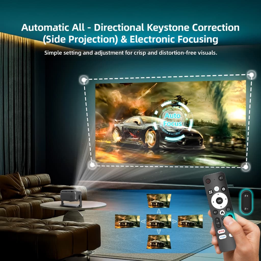 GOOJODOQ 2025 NWE โปรเจคเตอร์ Android TV 1080P โฟกัสอัตโนมัติ โปรเจคเตอร์มือถือ LCD ความละเอียดสูงสมาร์ทบลูทูธ AI การควบคุมด้วยเสียง https://wayoza.com