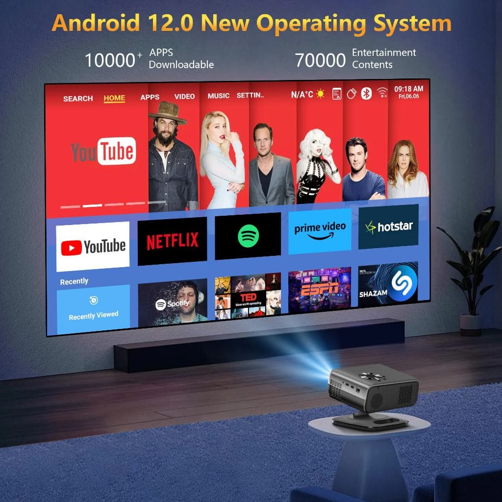 Horlat M04 mini โปรเจคเตอร์ Android TV 4K โฟกัสอัตโนมัติ projector Wifi 800ANSI FHD 1080P โปรเจคเตอร์ขนาดเล็กแบบพกพาในตัว 10W Dolby https://wayoza.com
