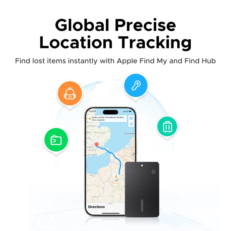UGREEN FineTrack Slim Duo เครื่องติดตาม Smart Tag GPS ติดตามของหาย รองรับเครือข่าย Google Find Hub และ iOS Find My https://wayoza.com