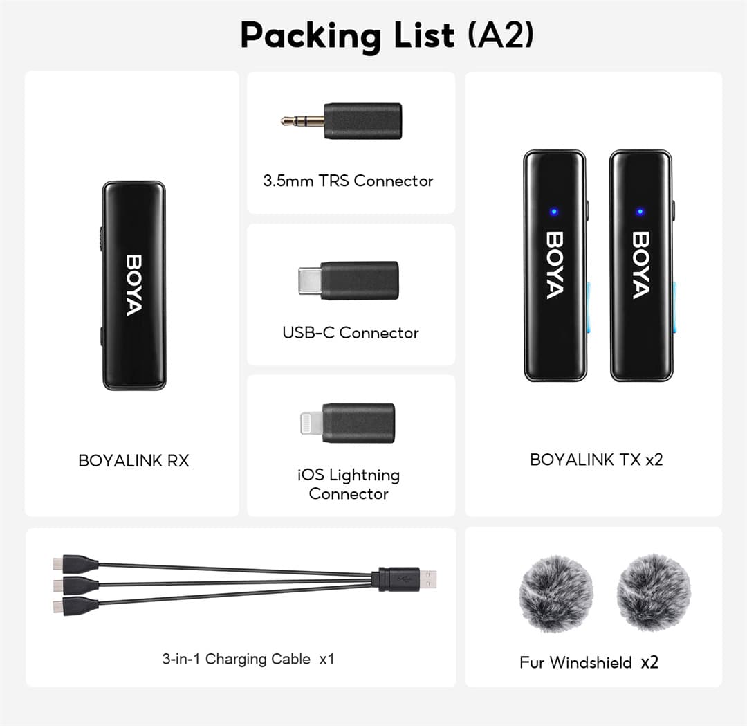 BOYA BOYALINK A1/A2 ไมค์ไร้สาย ไมค์ตัดเสียงรบกวน ไมค์ไลฟ์สด ไมค์อัดเสียง สำหรับ สมาร์ทโฟน USB-C 3.5mm https://wayoza.com