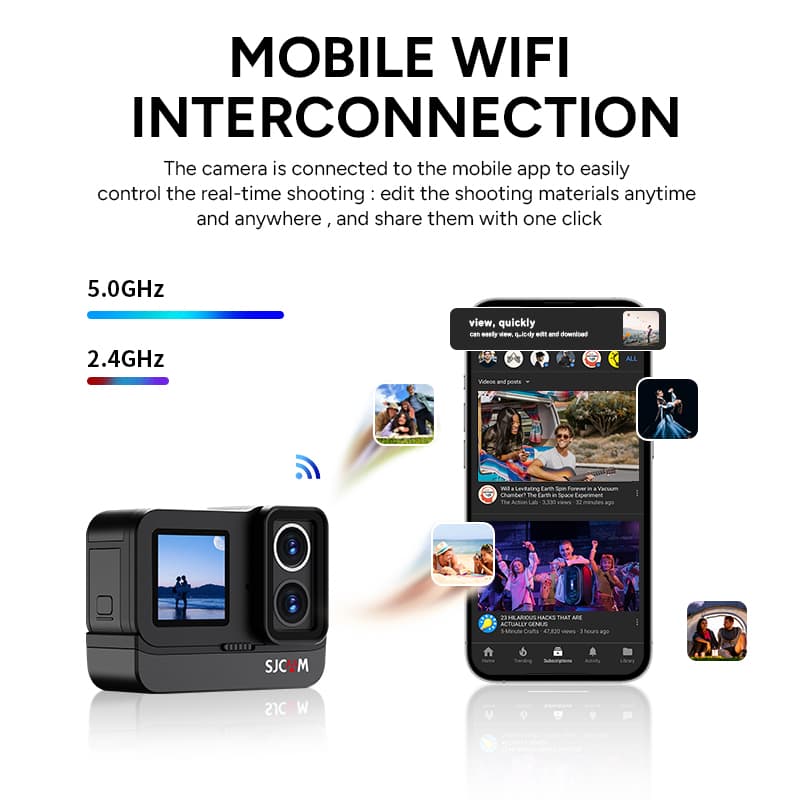 SJCAM SJ20 กล้องแอคชั่นเลนส์คู่ 4K 30FPS 800mAh + 1050mAh Action camera ใช้งานต่อเนื่อง : 150 นาที https://wayoza.com