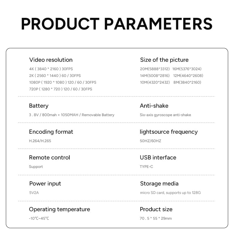 SJCAM SJ20 กล้องแอคชั่นเลนส์คู่ 4K 30FPS 800mAh + 1050mAh Action camera ใช้งานต่อเนื่อง : 150 นาที https://wayoza.com