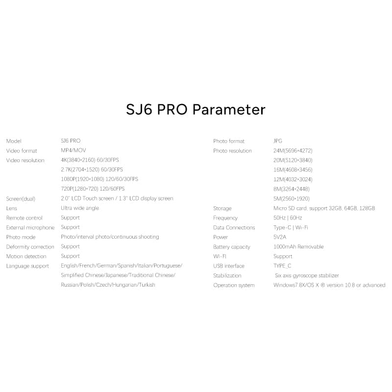 SJCAM SJ6Pro กล้องแอคชั่น 4K60fps 24MP ใช้งานต่อเนื่อง : 150 นาที https://wayoza.com