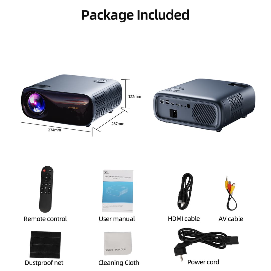 GOOJODOQ โปรเจคเตอร์ Android TV รองรับ 4K 1080P HD โปรเจคเตอร์ Android 9.0 ระบบสําหรับแอปที่อุดมสมบูรณ์สูงสุด 300 จอแสดงผลการฉายภาพขนาดใหญ่ https://wayoza.com