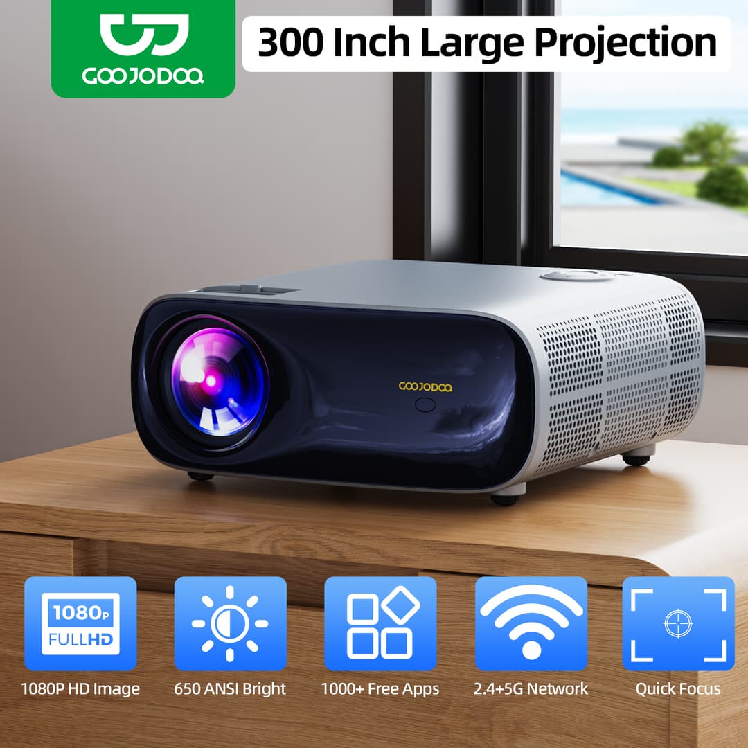 GOOJODOQ โปรเจคเตอร์ Android TV รองรับ 4K 1080P HD โปรเจคเตอร์ Android 9.0 ระบบสําหรับแอปที่อุดมสมบูรณ์สูงสุด 300 จอแสดงผลการฉายภาพขนาดใหญ่ https://wayoza.com