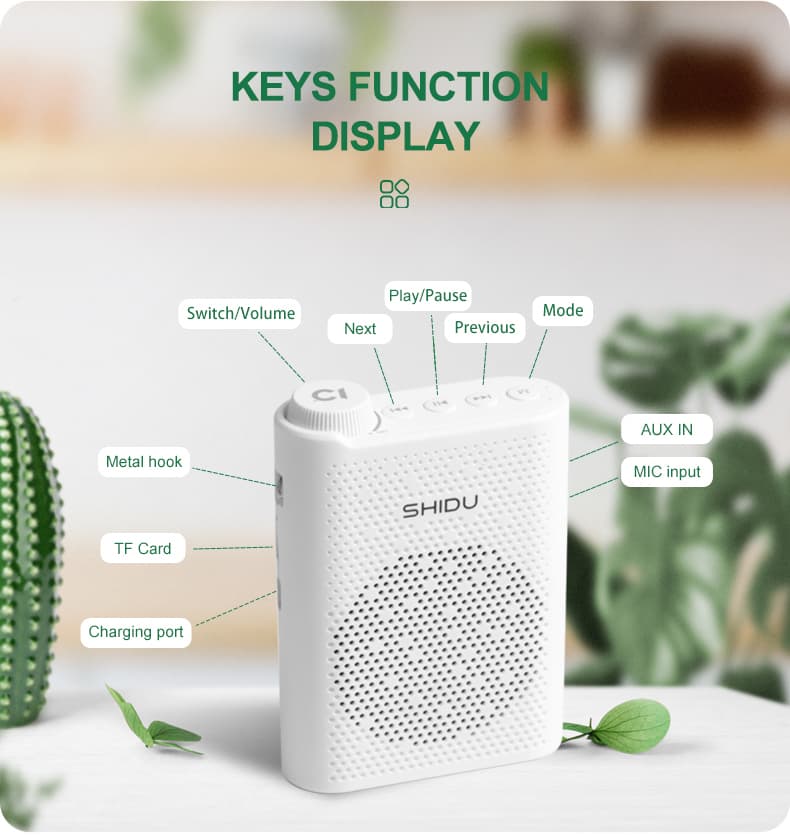 SHIDU S821 ไมค์ลำโพงพกพา ไมค์ลอย ลําโพงพกพา ลําโพงสอ พร้อม bluetooth ไมค์ช่วยสอน โทรโข่ง เตรียมจัดส่ง https://wayoza.com